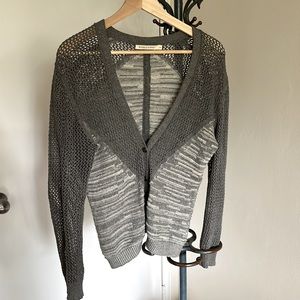 Gorgeous cardigan by Micaela Greg, grey mix, textured knit, size M/L.